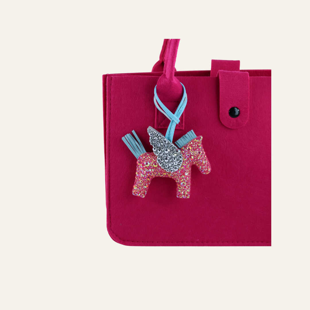 Handgemaakte Tasbedel Gevleugeld Paard – Luxe Strass Lifestyle Accessoire