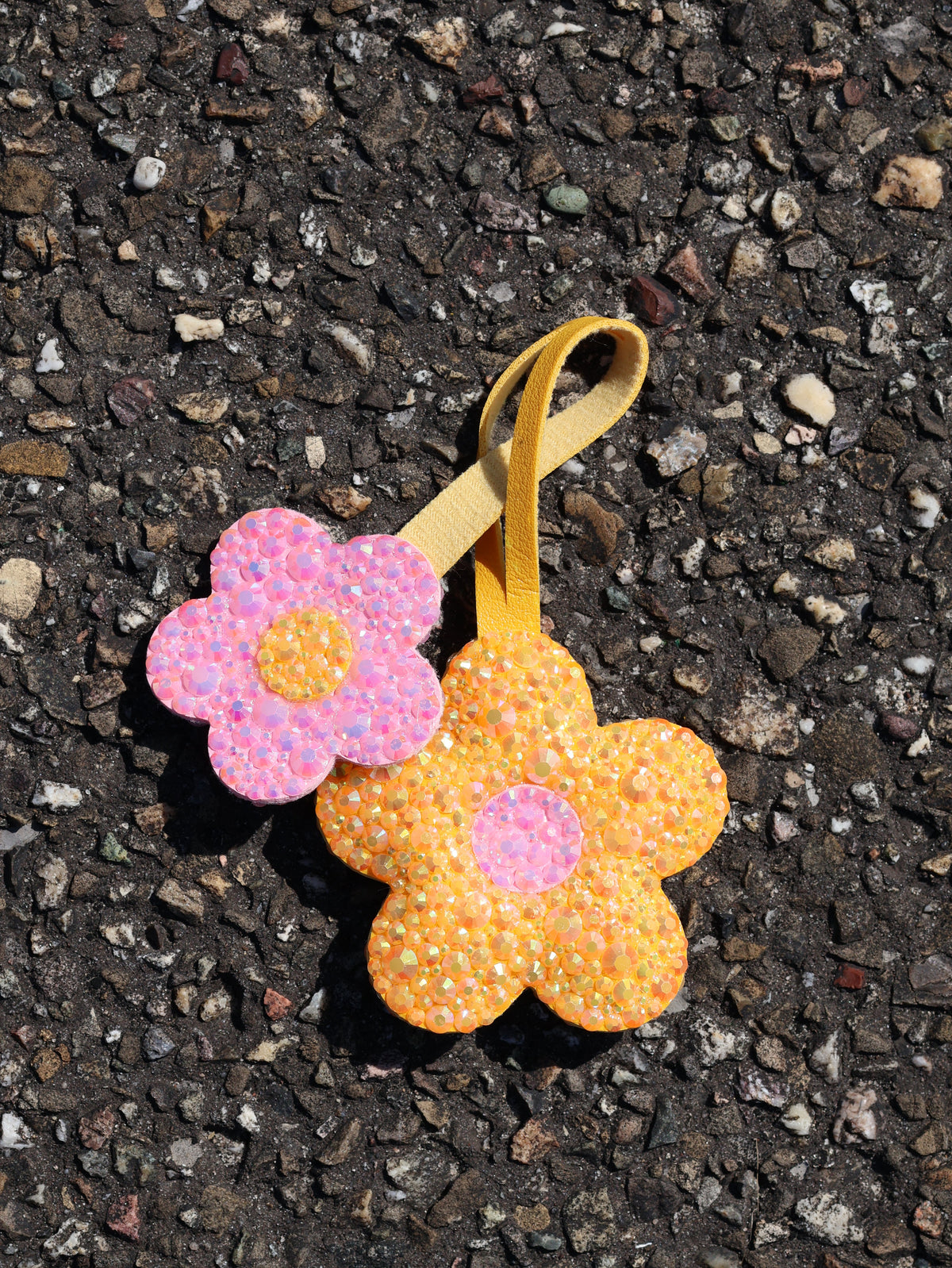 Glinsterende Bloemen Tasbedel & Sleutelhanger