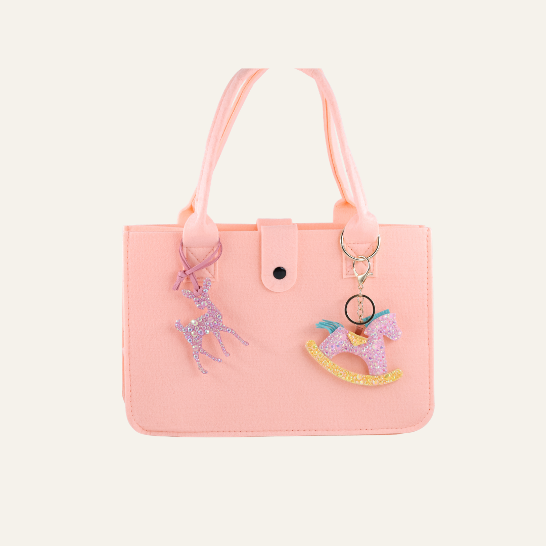 Handgemaakte Tasbedel Schommelpaard – Luxe Strass Lifestyle Accessoire