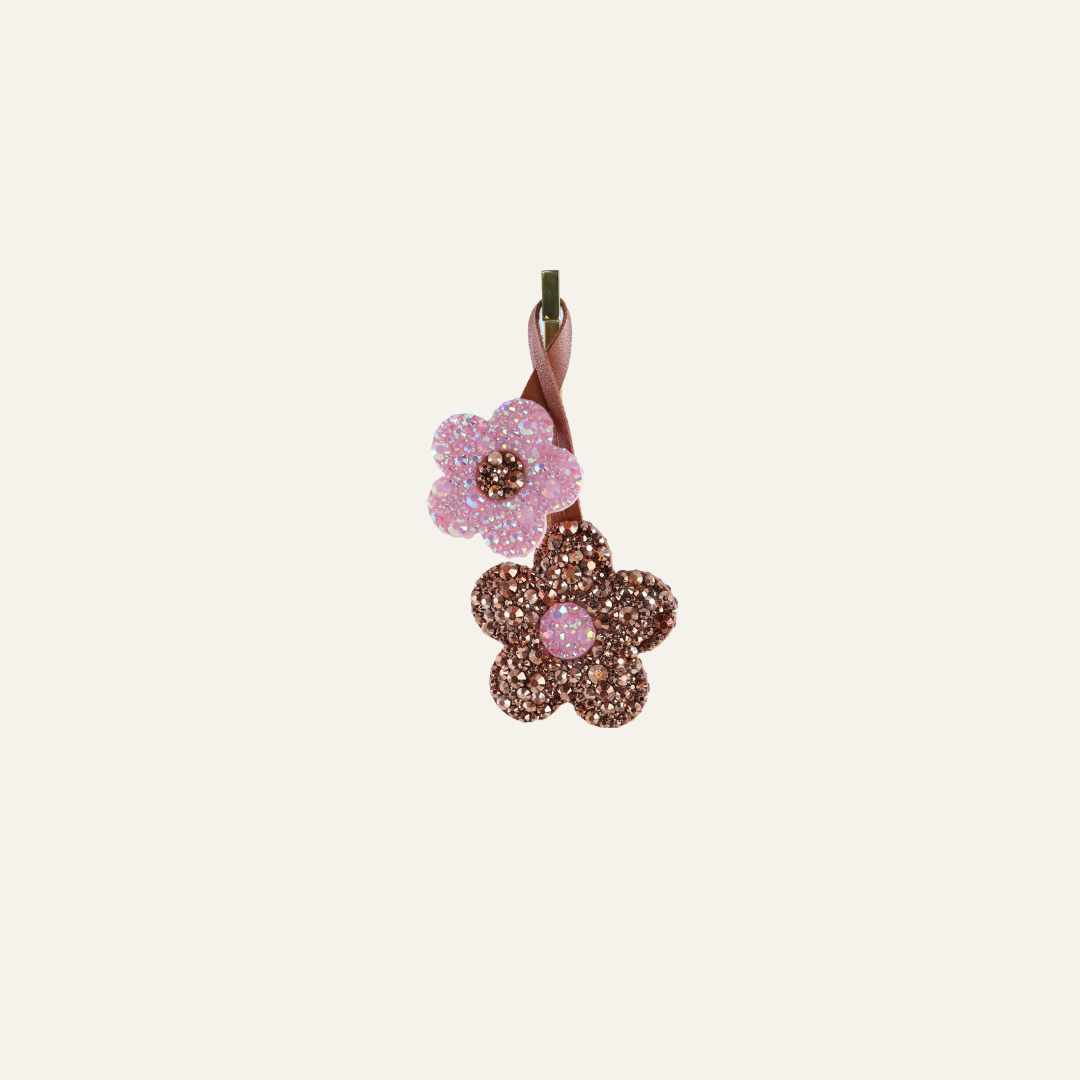 Glinsterende Bloemen Tasbedel & Sleutelhanger