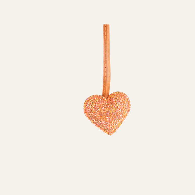 Glinsterende Hart Tasbedel & Sleutelhanger – Oranje