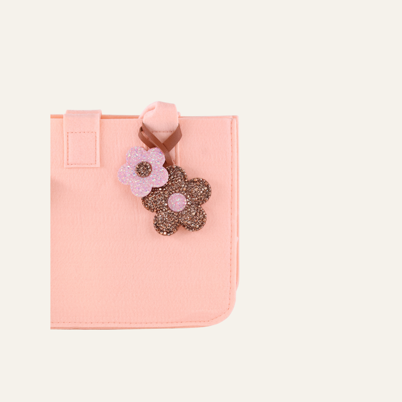 Glinsterende Bloemen Tasbedel & Sleutelhanger