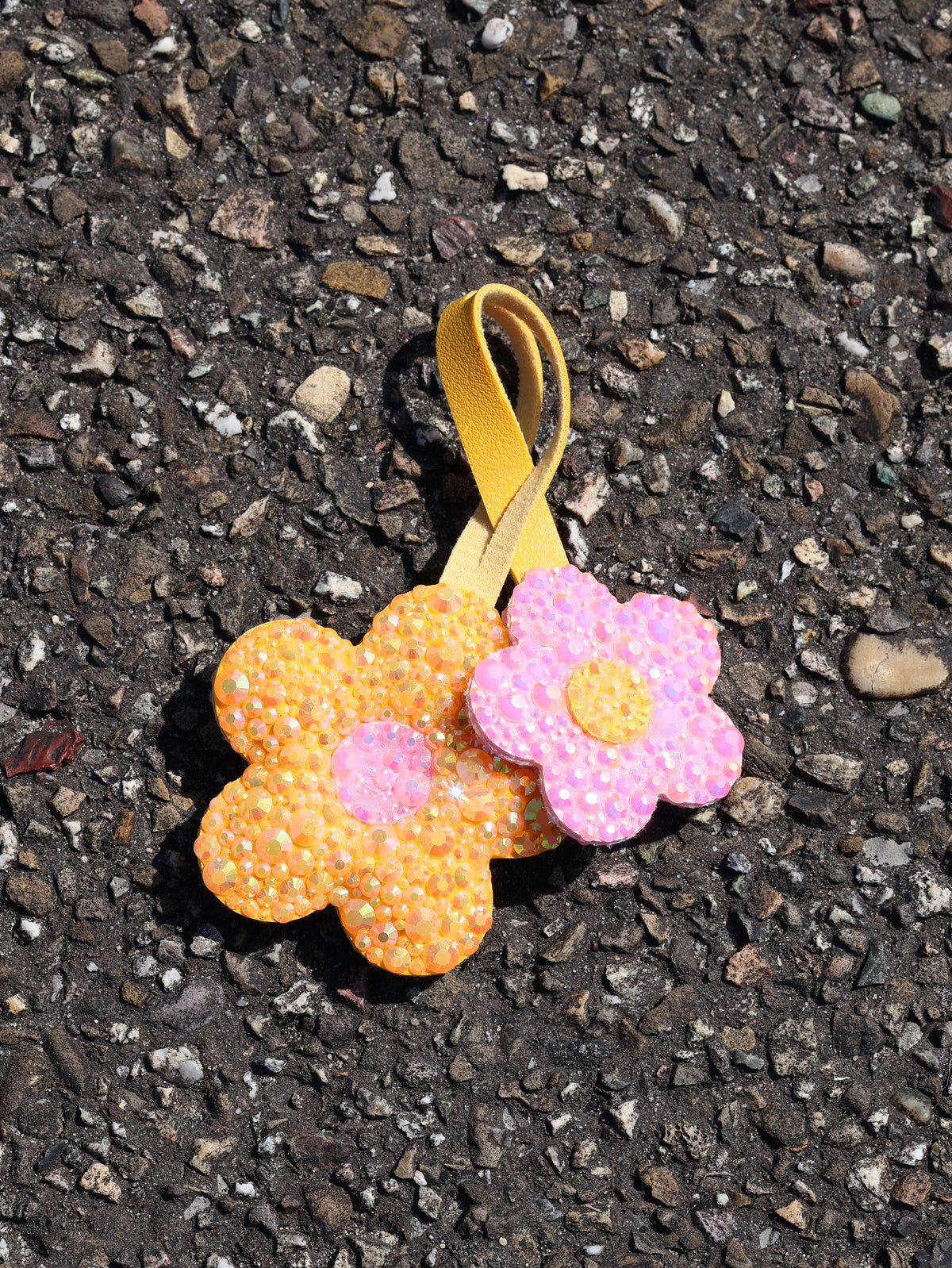Glinsterende Bloemen Tasbedel & Sleutelhanger